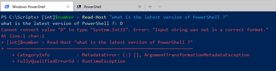 PowerShell 5 Error Message